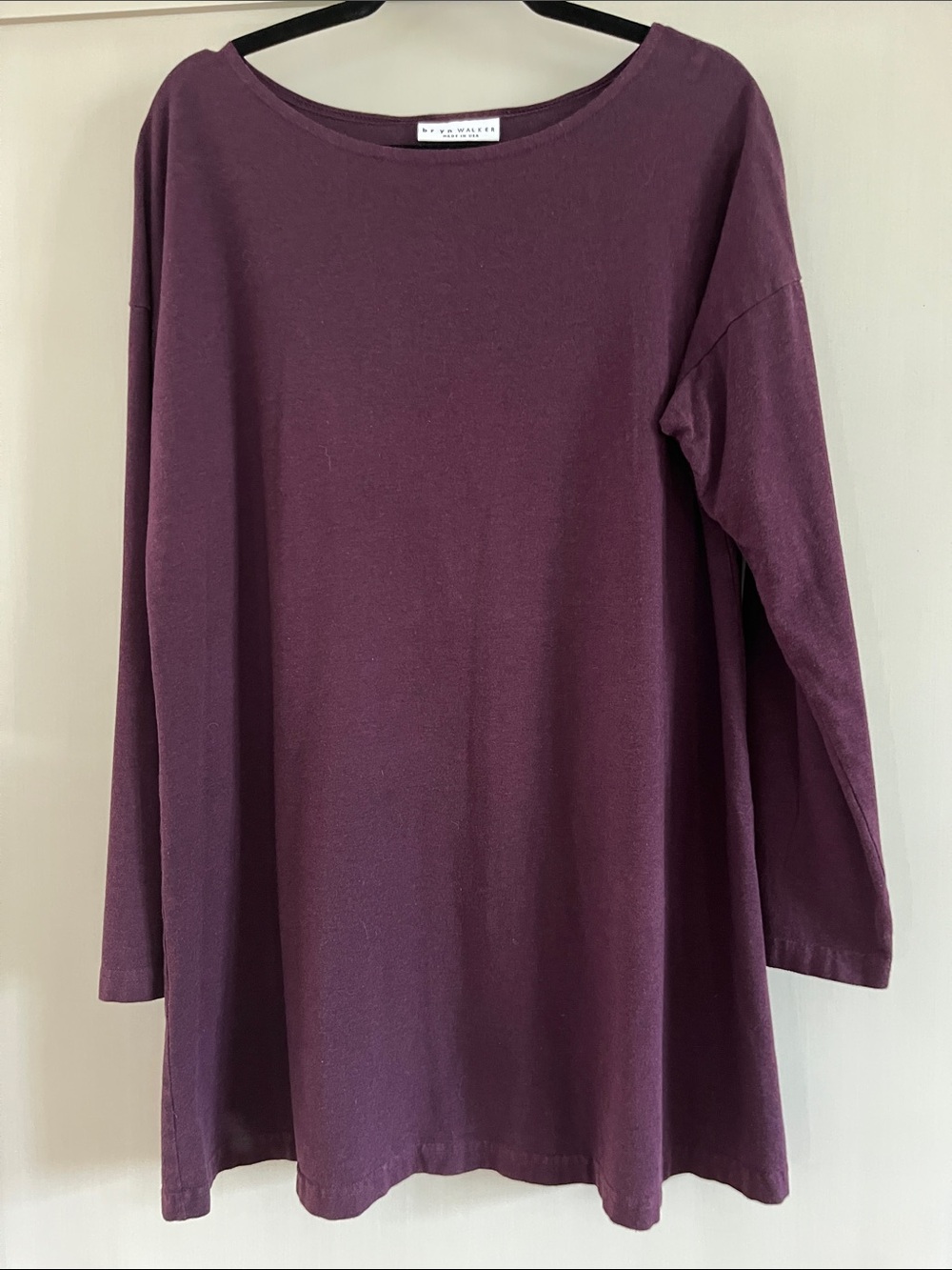 Bryn Walker Deep Plum Long-Sleeve Boatneck Swing Style Mini Dress